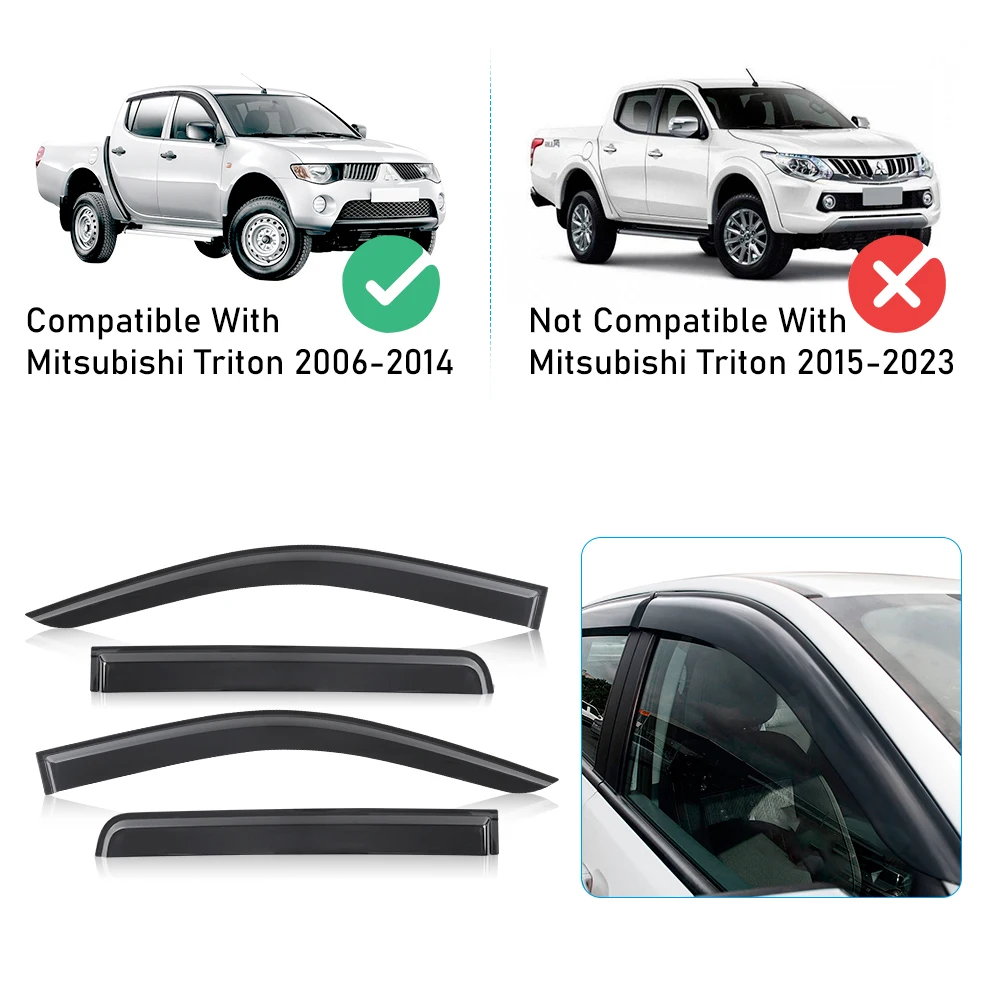 Fenster visier Sonne Regenschutz Windabweiser für Mitsubishi L200 Triton 2014-2018 4x4 Autozubehör Doppelkabine Auto Styling – Detail 1