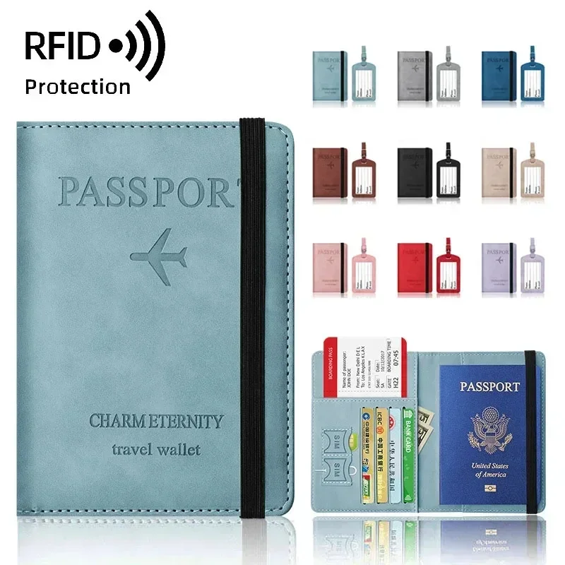 Women Rfid Travel Passport Holder Cover Case Business PU Leather Men Ticket Protective Card Holder Wallet Accessories for Flight