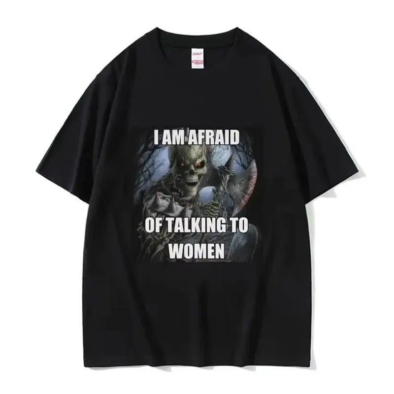 Ik Ben Bang Voor Vrouwen T-shirts Hard Skeleton Meme Grafische Korte Mouw T-shirts Hoge Kwaliteit Katoen Zomer T-shirt Top