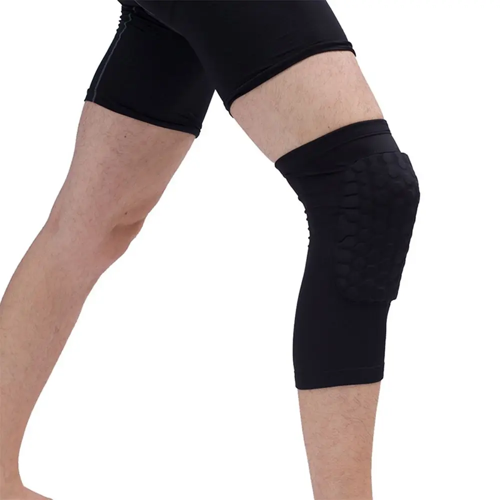 Short Design Polyester Leg Protection Basketball Fitness Gear Compression Leg Sleeve Unisex Knee Pad Honeycomb Brace Kneepad