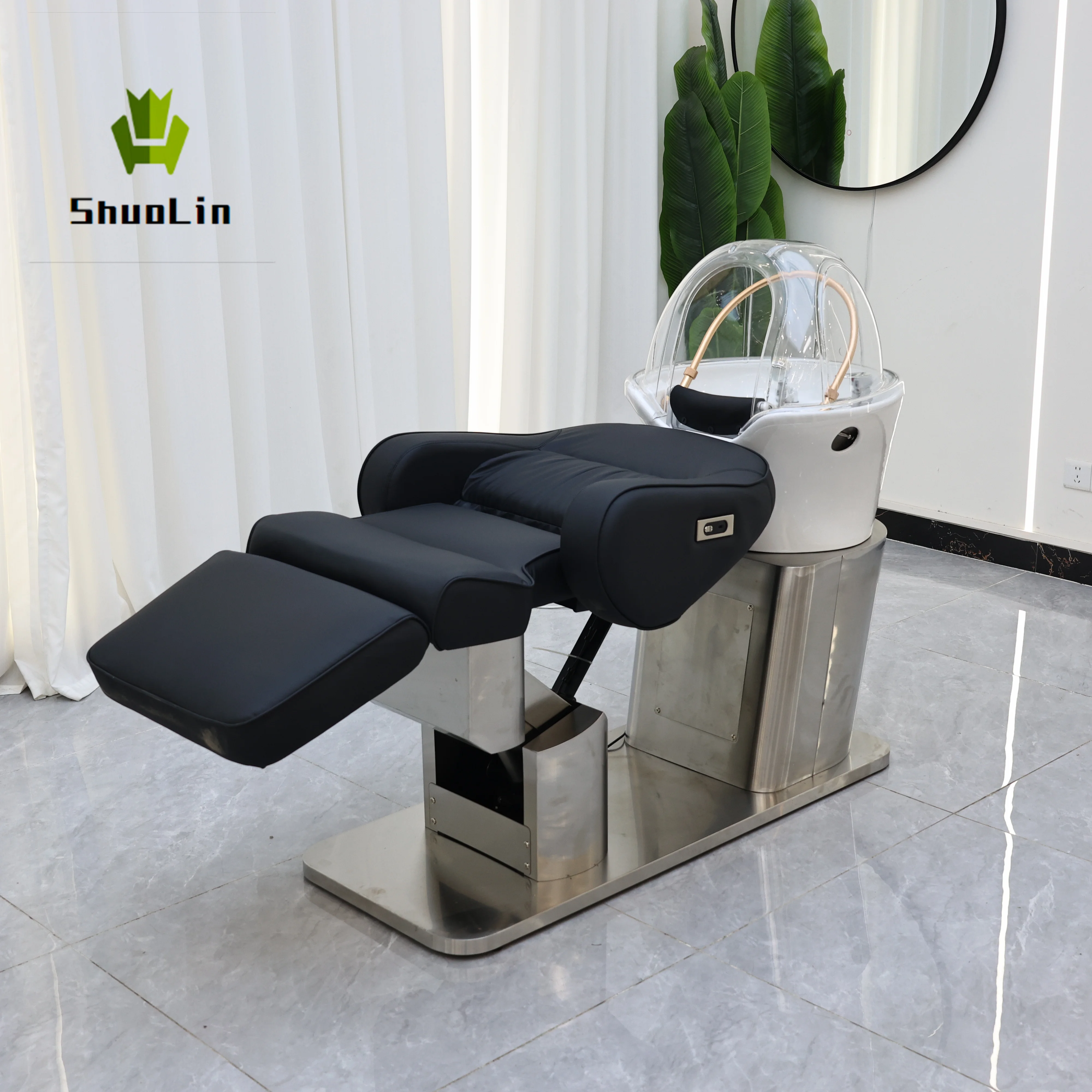 

Professional 2-in-1 Electric Massage Shampoo Chair with Ceramic Bowl Head SPA Bed Hair Washing Hairdressing Salon Furniture