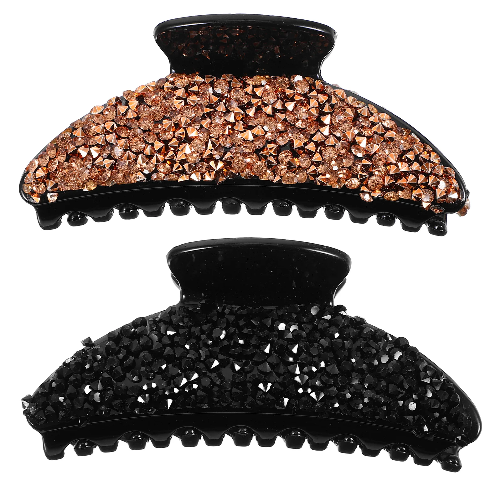 

2pcs Large Clips Black Durable Styling Tools For Thick Thin Curly Straight Hair Ponytail Holder Rhinestone Hairpin Hair Claws