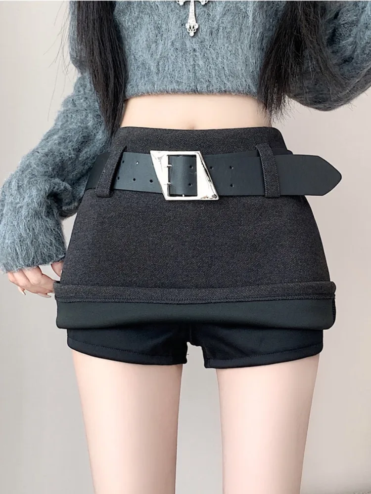 Spicy Girl Thiened High Waist A-Line Rock Damen Herbst Winter Faion Weicher, bequemer Fce Wrap-Around-Rock