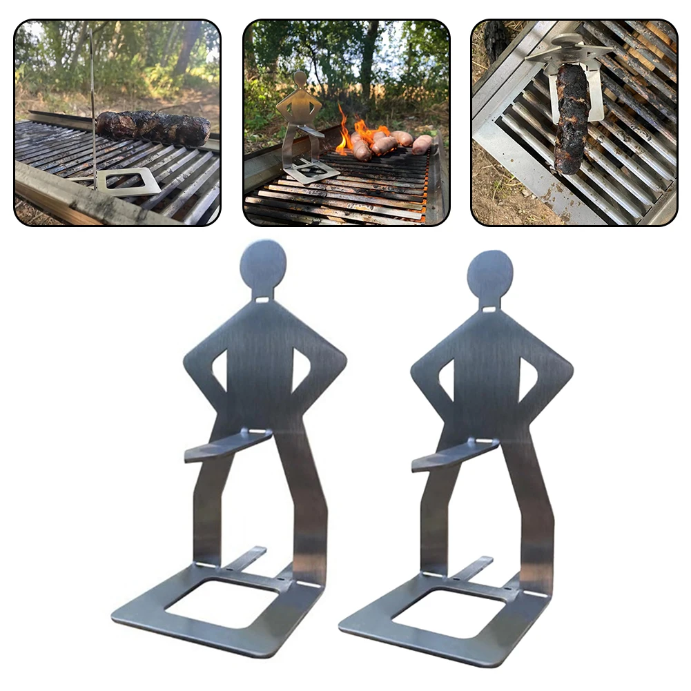 Stainless Steel Human Shaped Sausage Rack Creative BBQ Stand For Even Grilling Outdoor Party Barbecue Tool Accessories