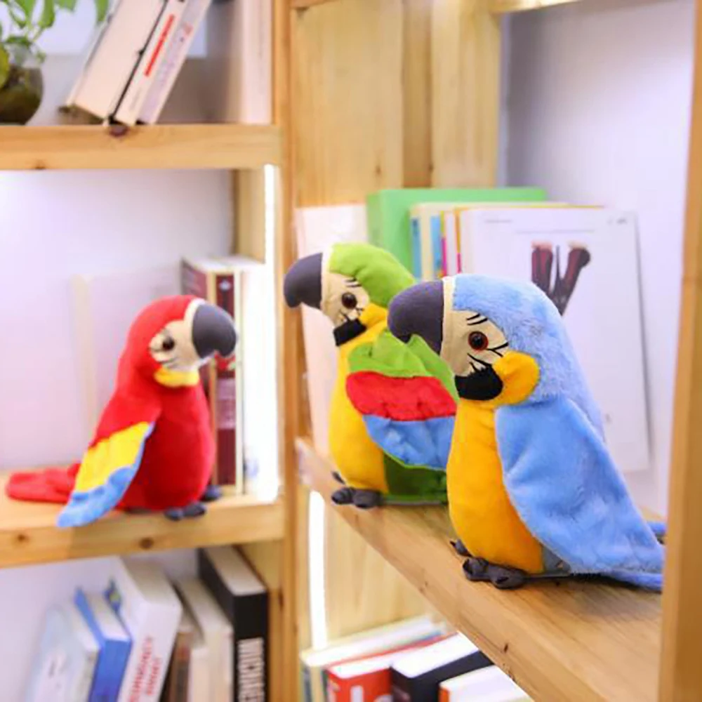 Talking Parrot Repeats What You Say Plush Animal Toy Electronic Parrot Toy Plush Toy Parrot Toys Best Gifts for Kids B