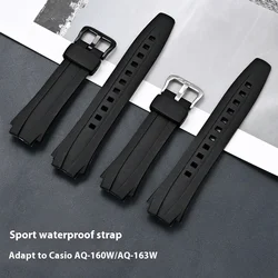 Strap for Casio Electronic Watch AQ-160W AQ-163W Convex Men Waterproof Sport TPU Silicone Wrist Bracelet Band Accessories 17mm