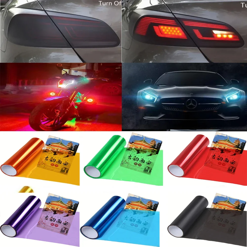 Car Stickers Headlight Taillight Smoke Fog Light Translucent Tint Film Wrap Wateproof Protective Lamp Multicolors Accsesories