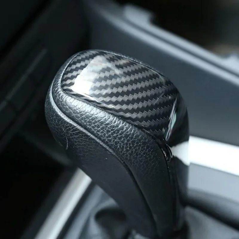 Car Gear Shift Knob Trim Carbon Fiber Pattern Decorative Cover Sticker For BMW X1 1 3 Series E84 E87 E90 E92 E93