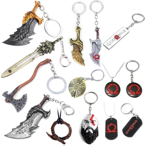 God of War Keychain Kratos Weapon Chaos Pendant Keyring Axe Sword Keains Men Car Car Keyringアクセサリー カオスの6つのベストセールスブレード-2