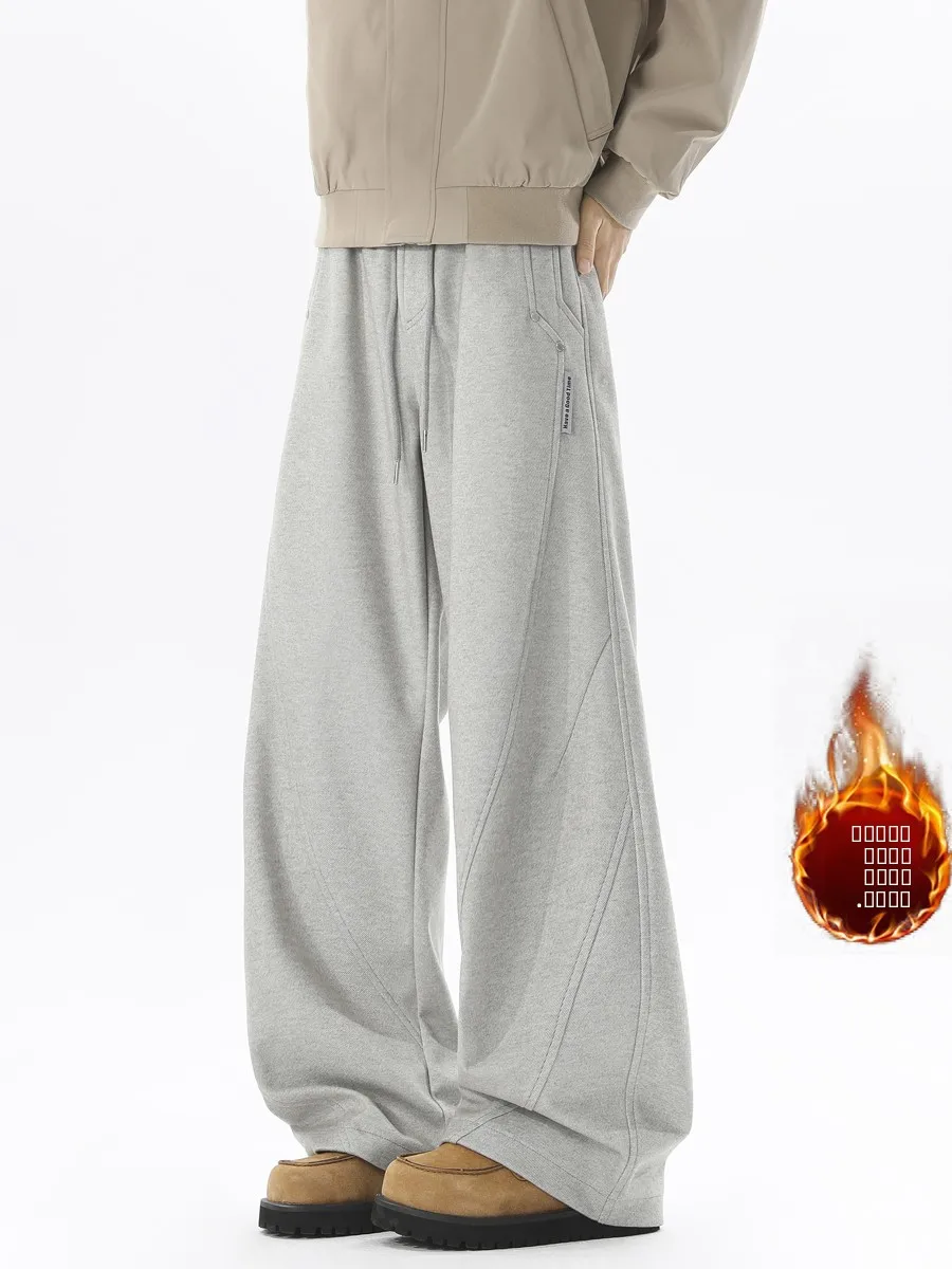 

Мужские зимние повседневные брюки Thiened Deconstructed Fce Lined, свободного кроя, в американском стиле, теплые, прямые, свободного покроя, брюки-чинос