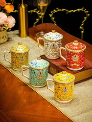 Mug Ceramic Household Enamel Jingdezhen Tea Cup with Lid Single Personal Palace Bone China Office Gift Box  Chinese Style 450ML