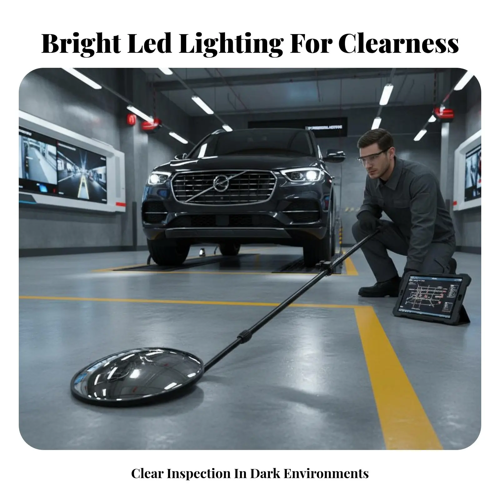 

Зеркало для осмотра днища автомобиля, регулируемое, вращающееся, телескопическое, портативное, с подсветкой