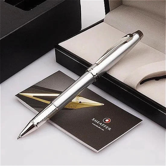 

American Sheaffer 100 Series, Silver Gray Clamp Steel Rod Signature Pen. Pens for Writing Office Supplies School Supplies