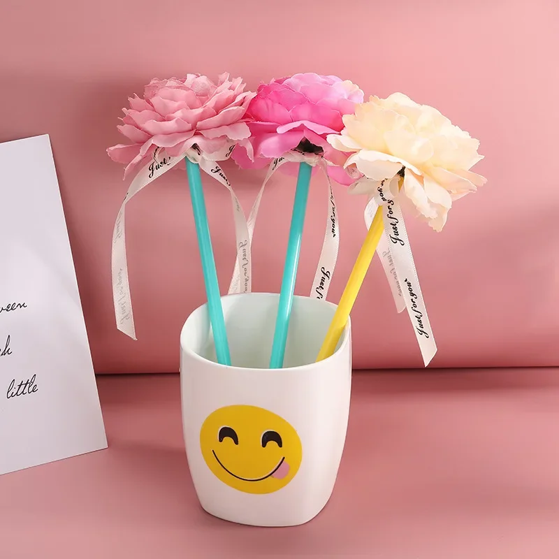 

24 шт. корейские милые креативные шариковые ручки с сердечками и розами для письма, студенческие канцелярские принадлежности, офисные аксессуары