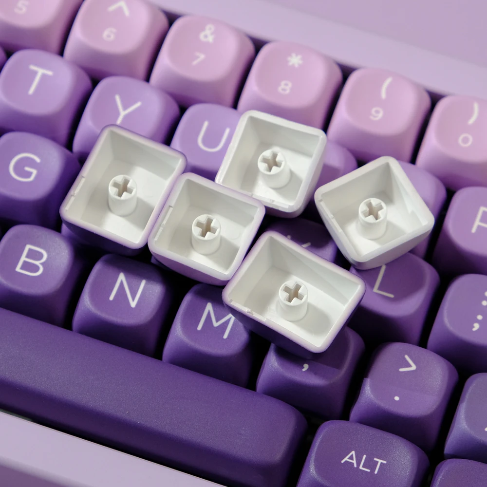 Imagem -03 - Gradiente Keycaps Grupo Pbt Sublimação Dye Perfil Moa Keychron q2 Anne Gh60 Gk64 Poker 75 Set Roxo