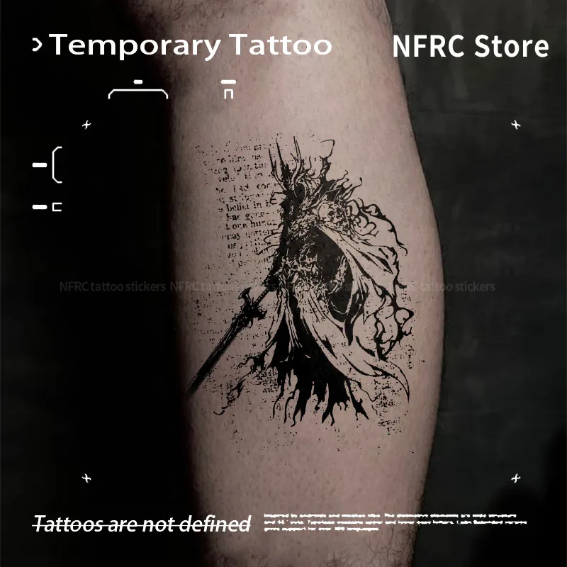 Vintage Fantasy Dark Knight Herbal Juice Tattoo Sticker Temporary Tattoos Fake Cheap Goods Stickers Hotwife New Toys Tatuaje Art