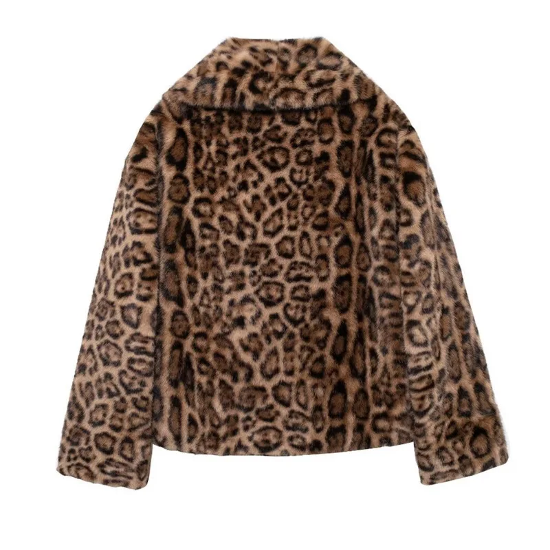 EAEOVNI 빈티지 겨울 레오파드 퍼 스플라이스 코트 여성 패션 라펠 대비 색상 스트리트웨어 재킷 2026 아우터웨어 의류
