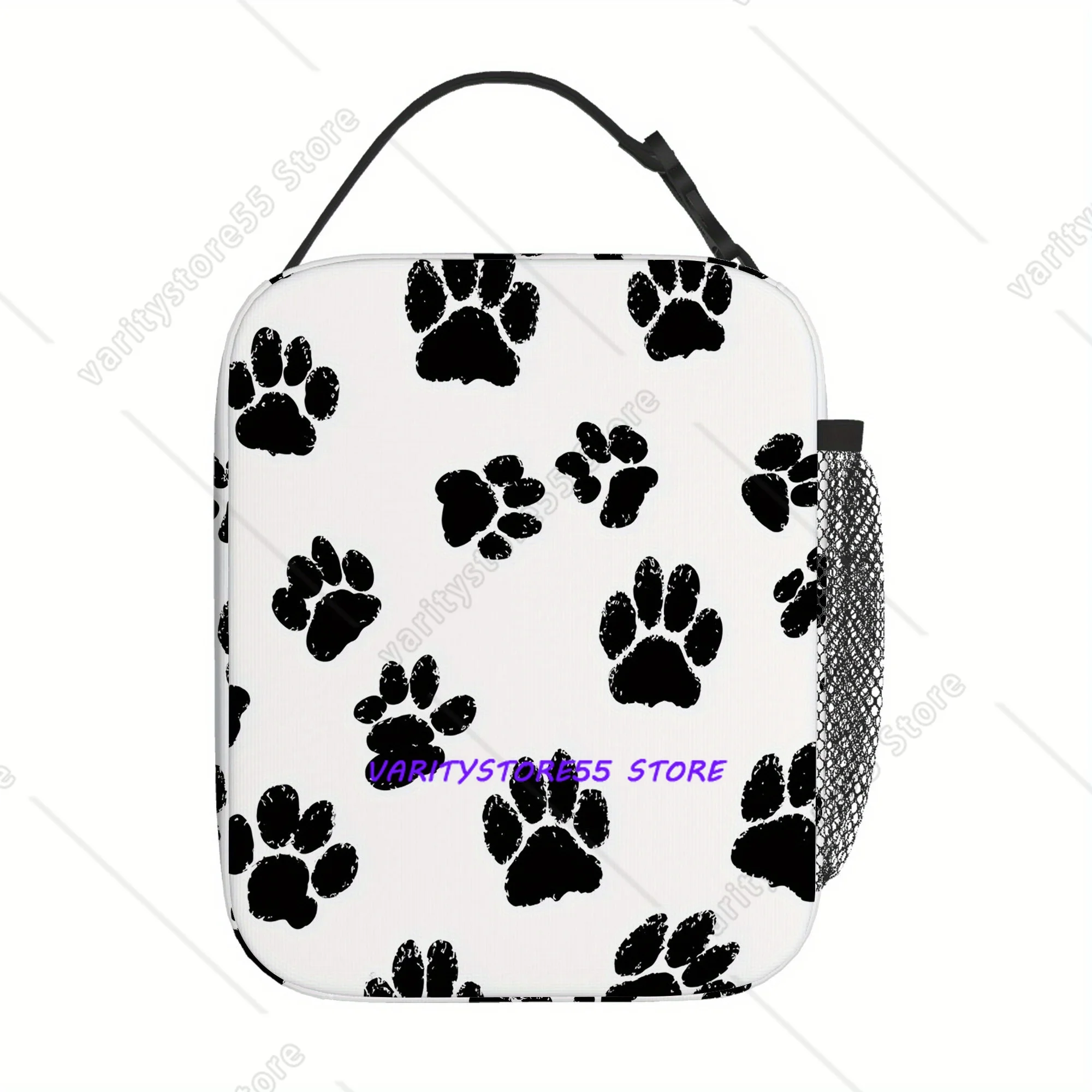 Paw Print Lunch Box Reusable Oxford Bento Tote Bag Portable Thermal Lunch Bag for Adults Kids Work School Picnic