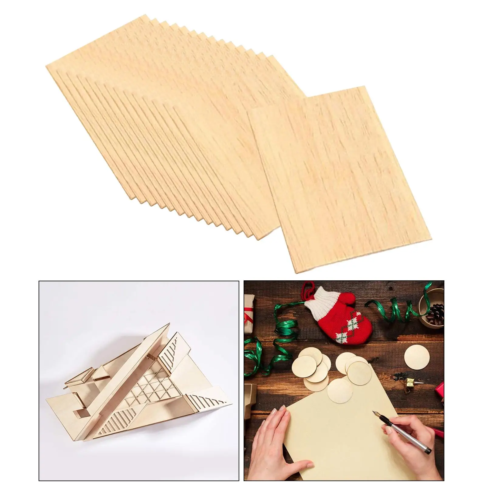 15x Wood Square Slices Pieces Shape Coasters Wood Craft Plate DIY Art