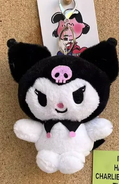 13.5 ซม.Kuromi Melody Plush กระเป๋ากระเป๋าเป้สะพายหลังจี้พวงกุญแจ Charm ของขวัญวันเกิด