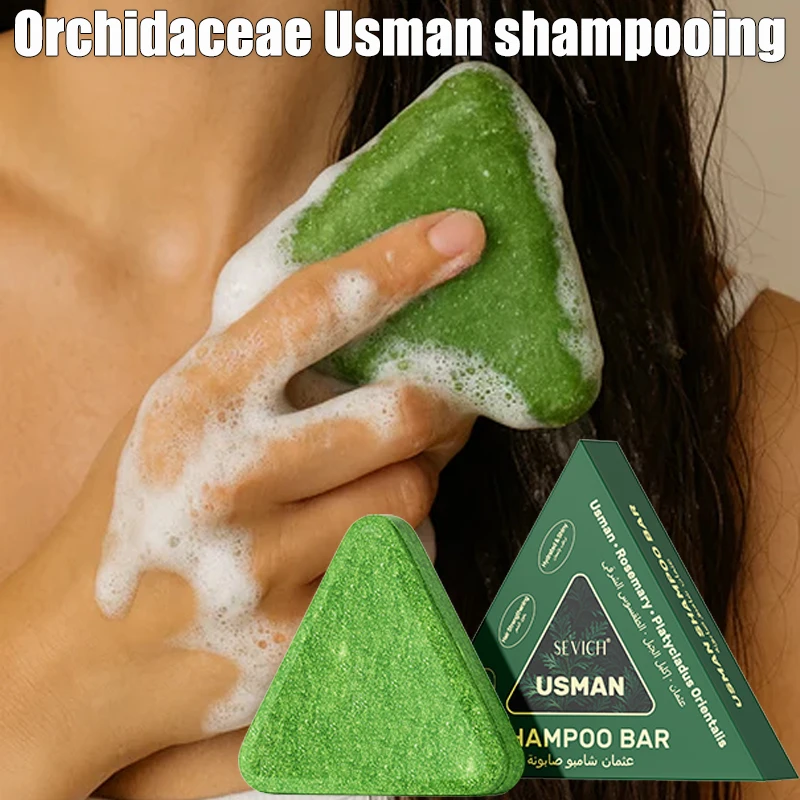 

Травяной шампунь для удаления перхоти, мягкая эссенция для травы Усман, контроль масла, очищение кожи головы, уход за волосами, мыло для восстановления поврежденных волос