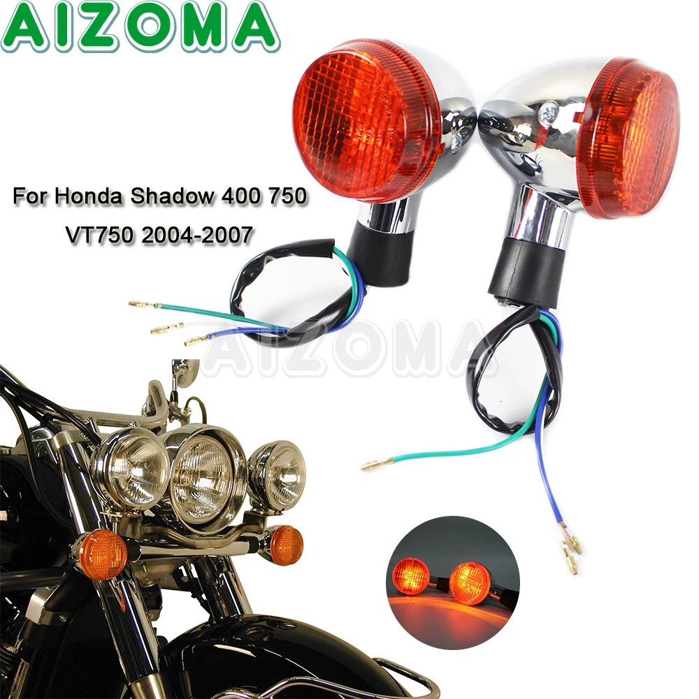 Intermitente cromado delantero y trasero para motocicleta, luz E13 para Honda Shadow VT 400 VT 750 VT750 2004-2007