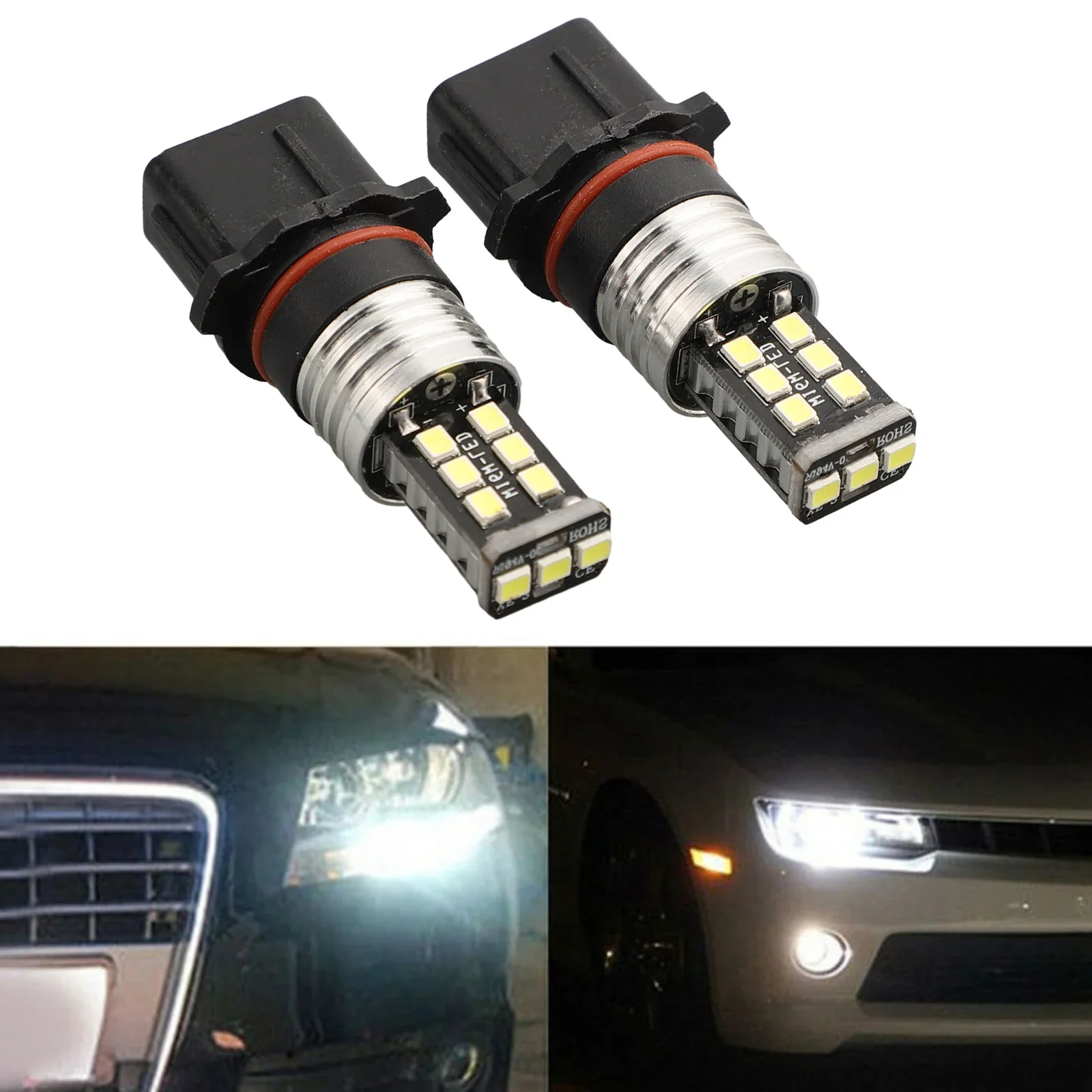 

2 Pcs P13W LED Bulbs Daytime Running Light DRL Driving Fog Lamp DC12V 6000K-White Signal Lamp Car Accessories Canbus Error Free