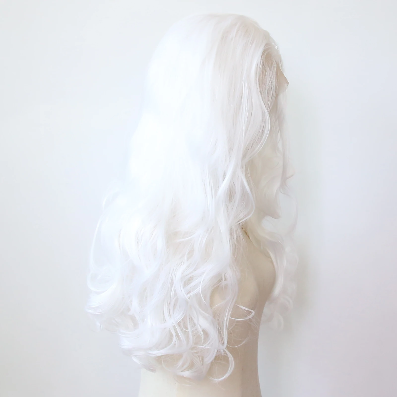 White Wig Synthetic Lace Front Wig Long Body Wave Snow White Lace Front Synthetic Wig Pre Plucked Heat Resistant Fiber Hair