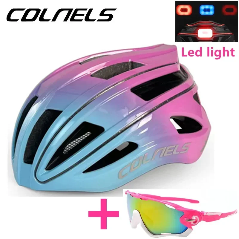 COLNELS Women Cycling Helmet USB Charging Tail Light with Light Bar Outdoor Riding Sports Road Racing Men Bicycle Helmet