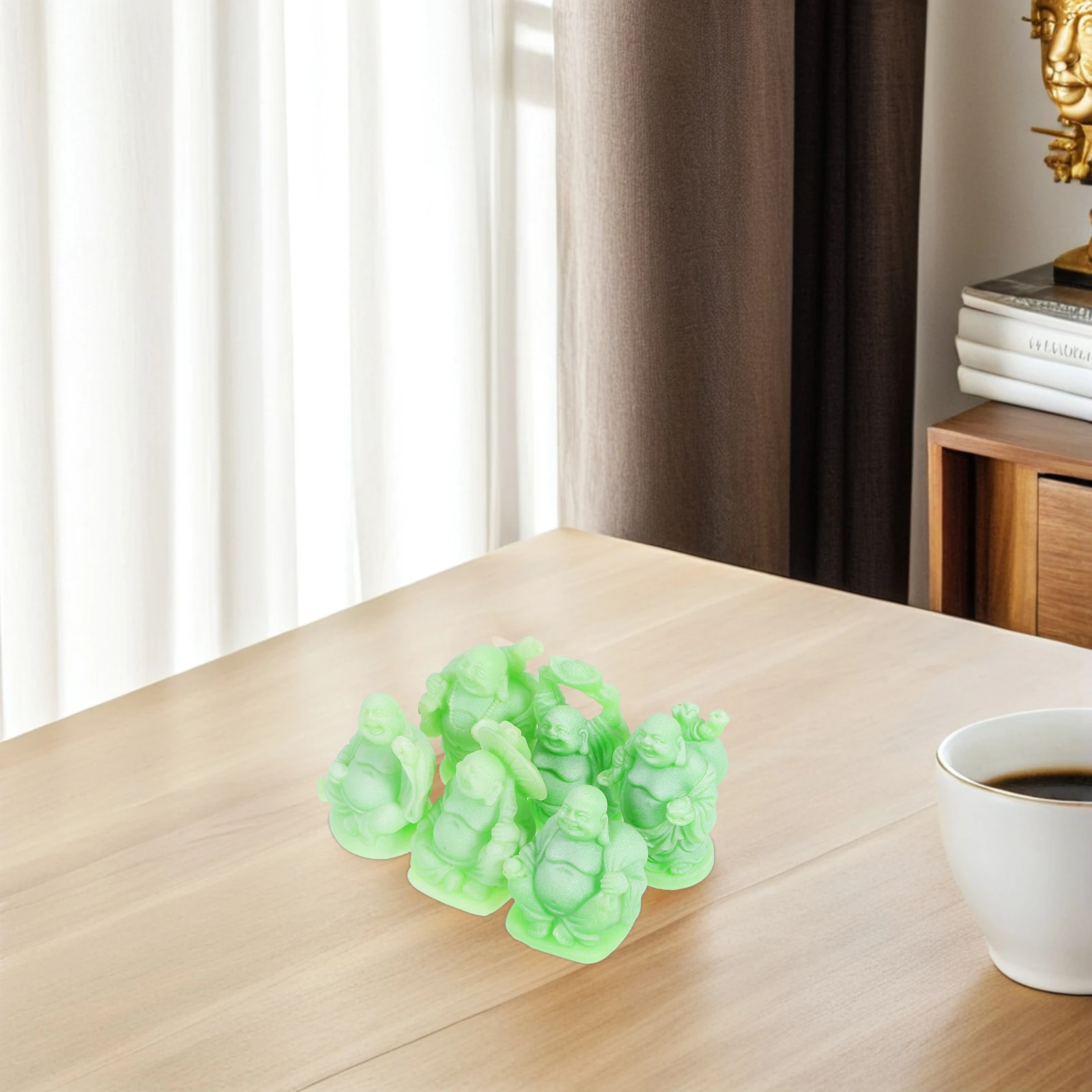 

6 шт. улыбающаяся статуя Будды фэн-шуй орнамент смола привлекает богатство процветает декор