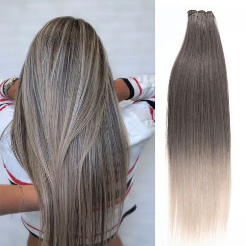 Mechones de pelo liso de hueso, extensiones de cabello Natural para mujeres negras, pelo liso Yaki sintético de fibra falsa, tejido completo hasta el extremo