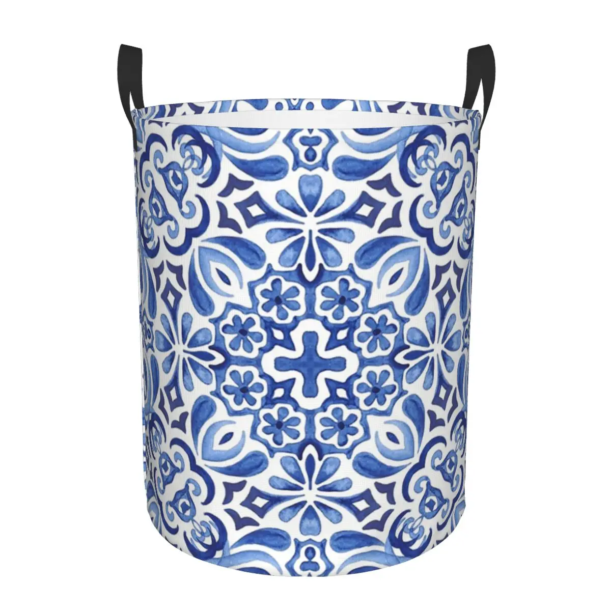 

Mediterranean Mosaic Tiles Azulej Dirty Laundry Baskets Foldable Large Waterproof Clothes Sundries Basket For Home Children's