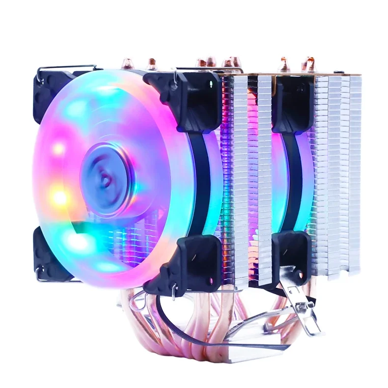 Enfriador de CPU de 6 tubos de calor RGB X79 X99 3Pin PWM 4Pin Quiet para Intel LGA 1150 1151 1155 1200 1366 2011 AMD AM3 AM4 Ventilador