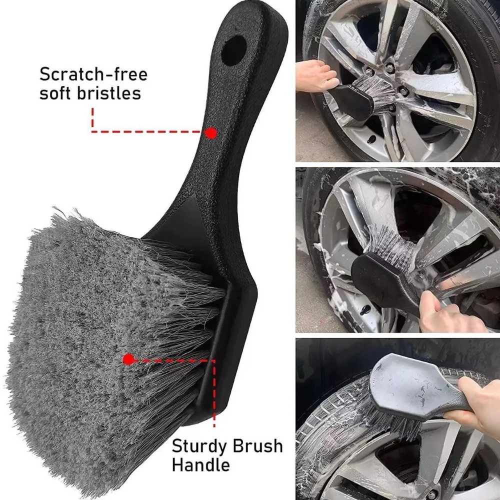 Car Detailing Brush Set with Microfiber Towel Glove, Interior Exterior Wheel Cleaning Kit for Auto Motorcycle