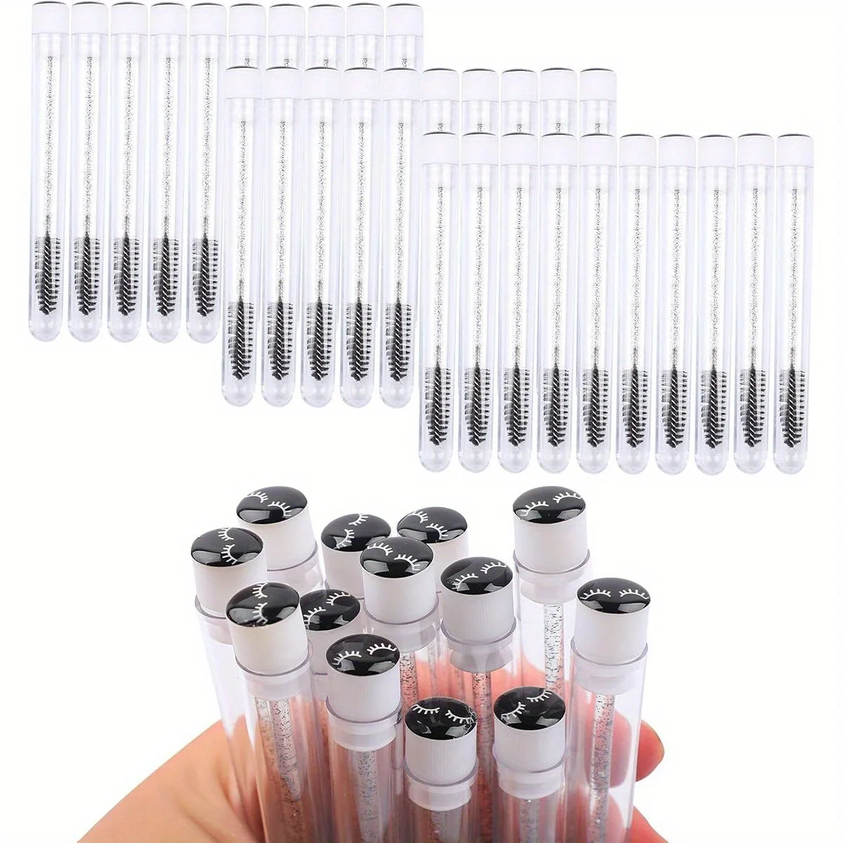 50PCS Professional Eyeliner & Lash Brushes , Individually Packed for Salon/Home/Pro Use, Disposable Precision Tools