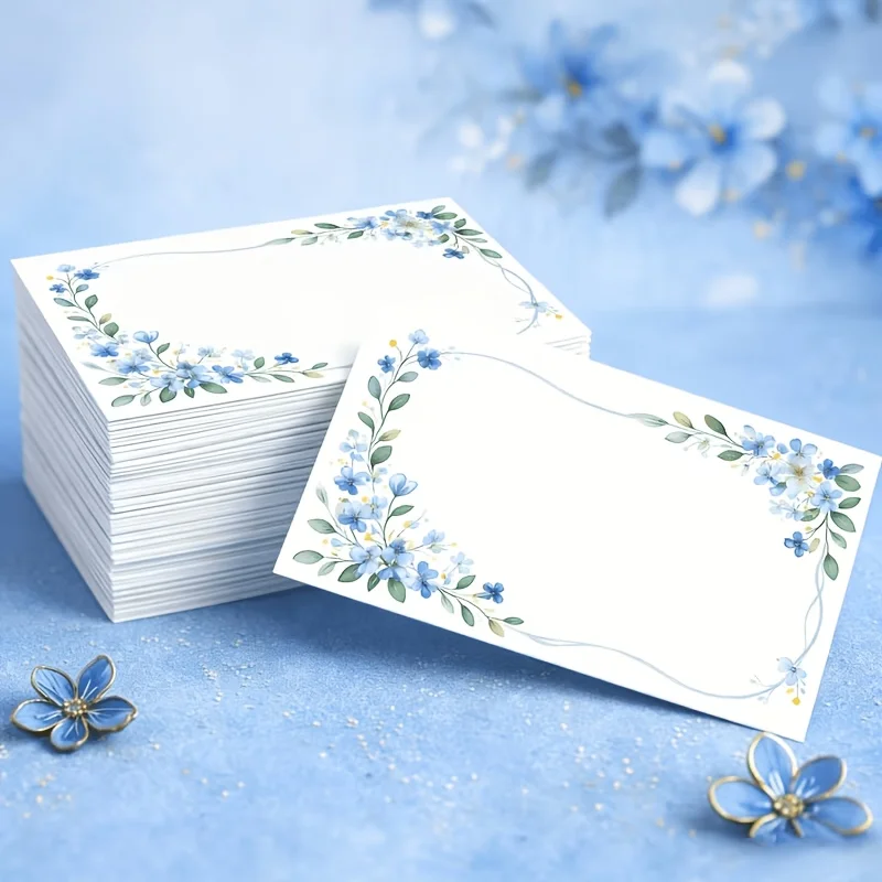 Image of 100 Stück Blumen-Blanko-Nachrichtenkarten für Hochzeit, Geburtstag, Party, Dankeskarten, DIY-Karten zum Ausdruck von Dankbarkeit, Geschenk-Dekorationskarten