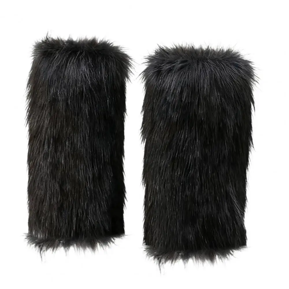 Jambières pour spectacle sur scène, manchettes de bottes, Cosplay, Imitation de cheveux de loup pour femmes, manchettes de bottes en peluche pour spectacles sur scène Halloween