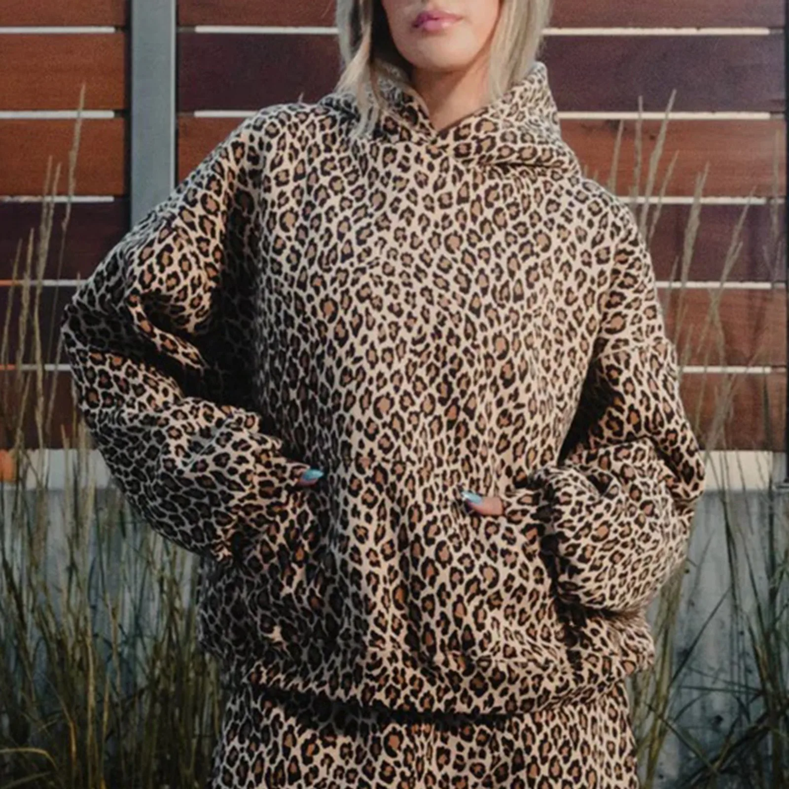 Leopard Print Hoodies Women Y2k Streetwear Hip Hop Oversize Harajuku Cheetah Print Hooded Sweatshirt Vintage Autumn Fit Sweatshi