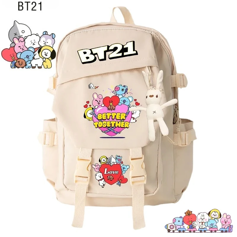

BT21 anime cartoon cute student school bag creative kawaii for boys and girls laptop storage sports travel backpack gift
