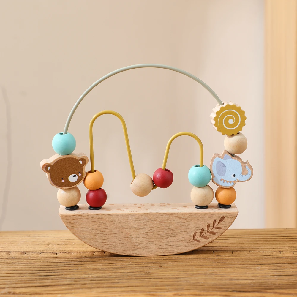 

Wooden Bead Maze Toy for Toddlers Cute Animal Design Sliding Beads Fine Motor Skills Hand Eye Coordination Shape Learning Toys