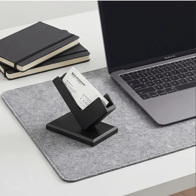1PC Industrial Style Creative Business Card Holder, Minimalist Desktop Card Display Stand, Office Desk Decor & Organizer
