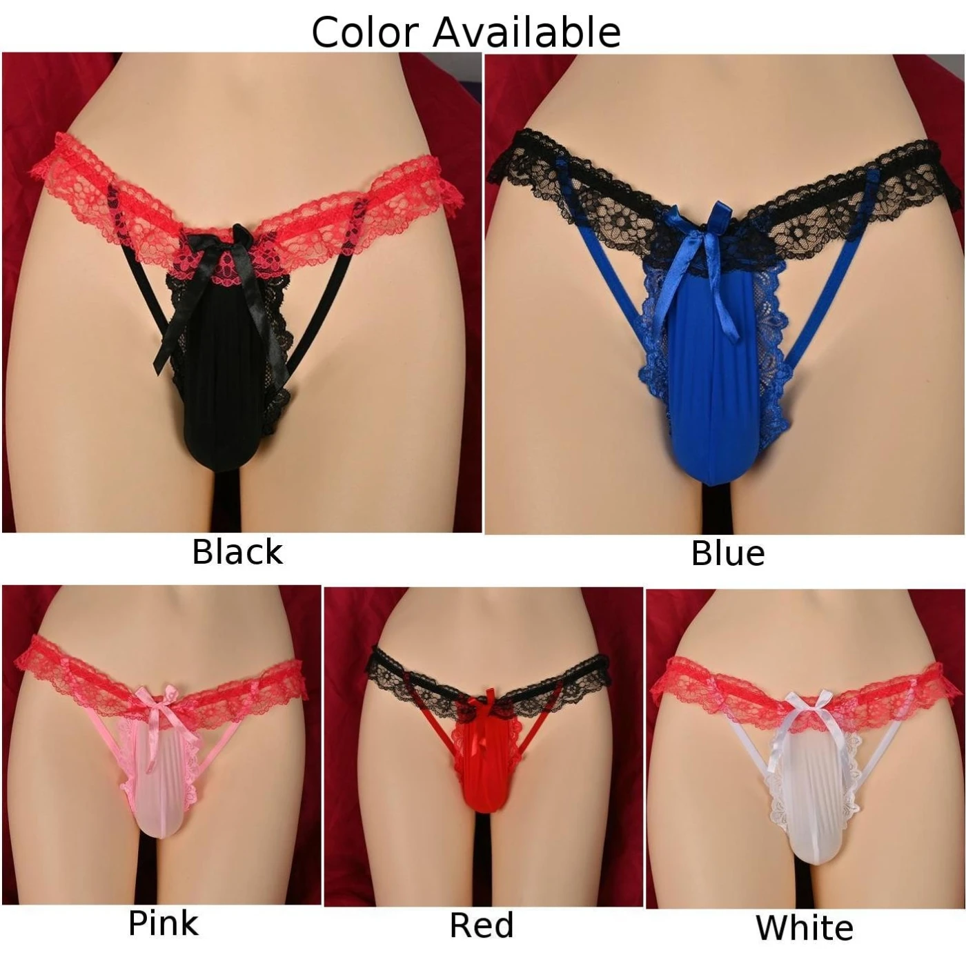 Mens Lace Briefs Hollow Pouch Thong G-String Panties Low Rise Underwear Elastic Seductive Underpants Sissy T-back Erotic Lingeri