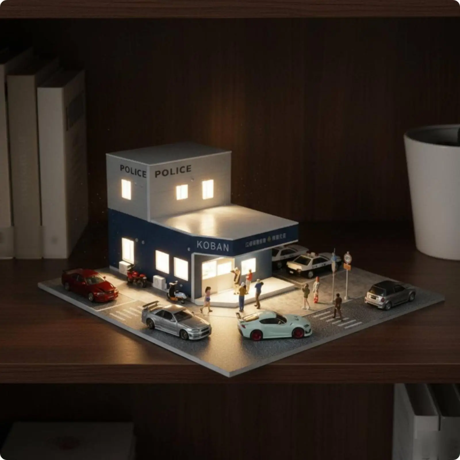 Miniature Building Display Japanese Koban Police Station 1 64 Model with Detailed Exterior Signs PVC Base for Desktop Collection