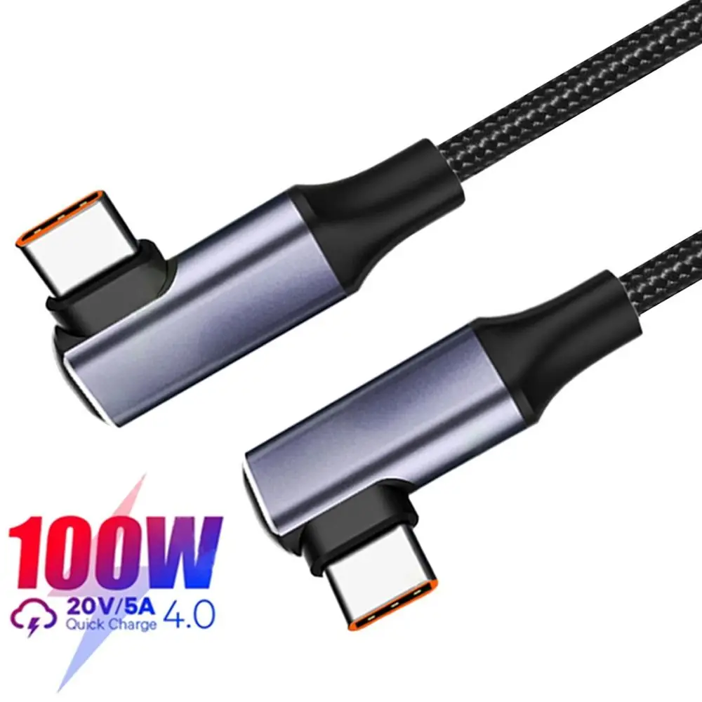 

100W PD Fast Charging Cable USB C to USB Type C Cable Double Elbow Wire 90 Degree Data Line 20V 5A QC4.0 For Laptop Mobile Phone