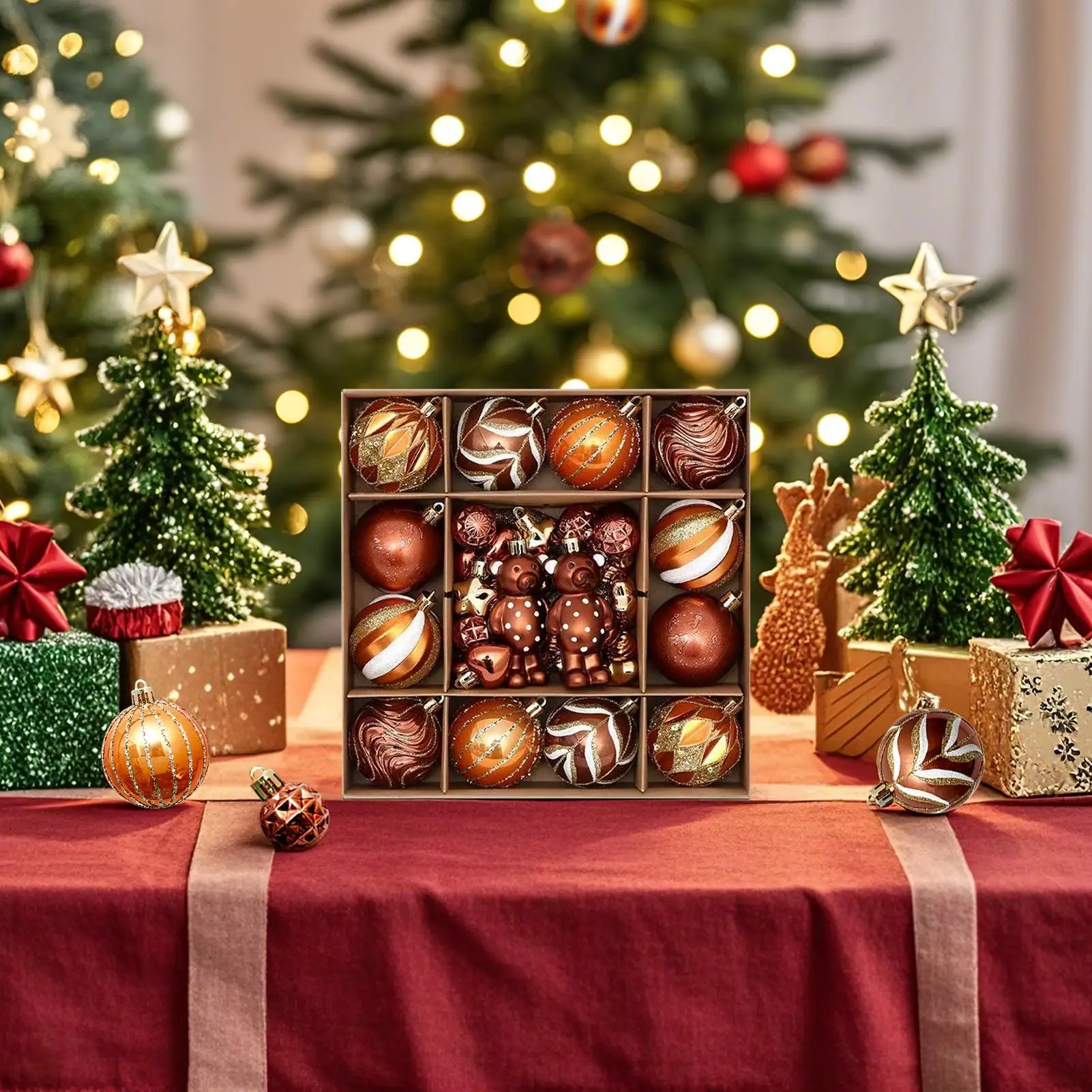 Christmas Tree Balls Ornaments Set, 46 PCS Shatterproof Christmas Tree Hanging Baubles Colorful for Holiday Wedding Party Decor
