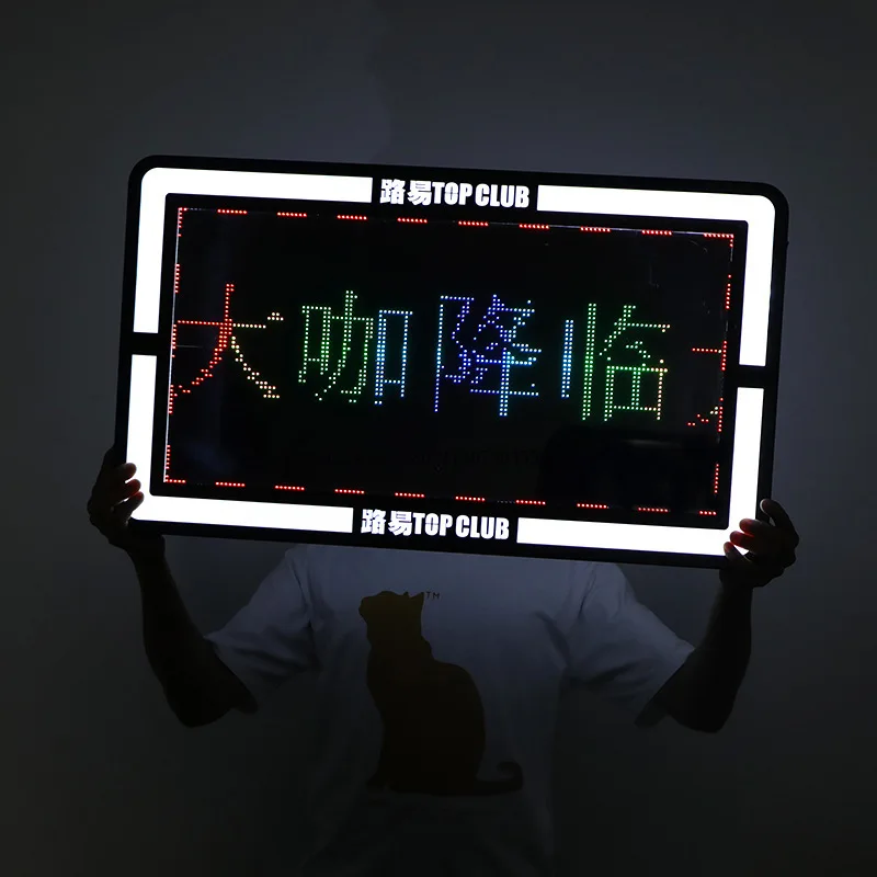 

Bar luminous hand placard LED multi-line scrolling subtitles mobile phone control display screen night club wine props