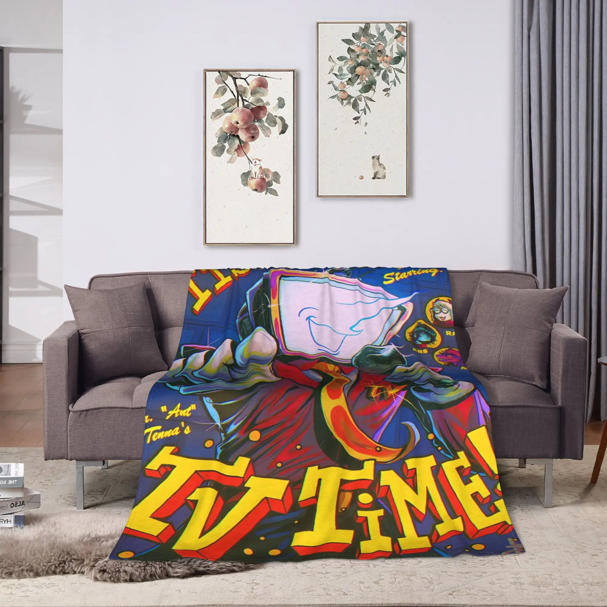 Cartoon Tv Tenna  Game Deltarune Flannel Blanket  Warm Soft Throw Blanket for Outdoor Airplane Travel Bedspread Sofa Bed Cover
