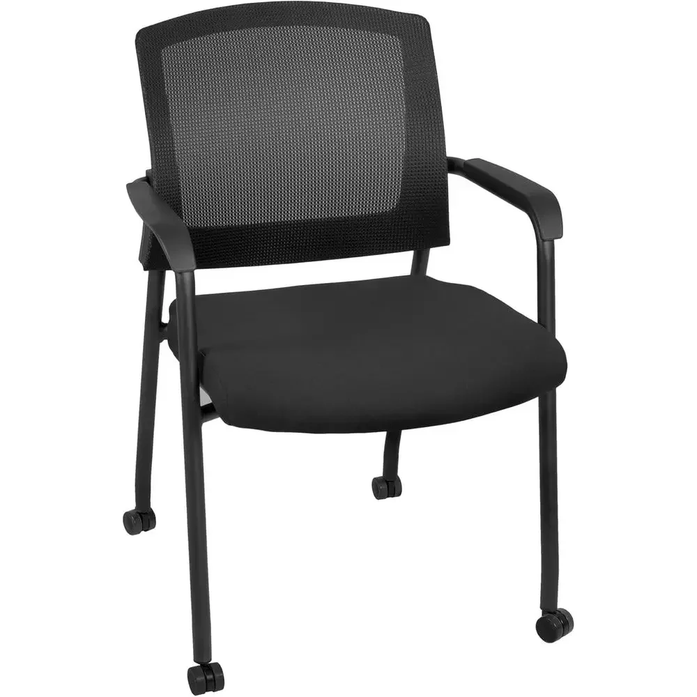 Ergonomic Multi-Pose Mesh Chair with Casters - Padded Seat and Arms for Office, Conference, and Training Rooms (Black)
