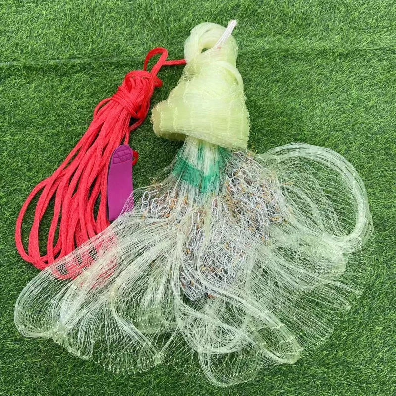 

Cast Net 3ft-12ft Radius 3/8 1/4 Inch Mesh Nylon for Freshwater/Saltwater Bait Fish Professional Grade Foldable High Strength