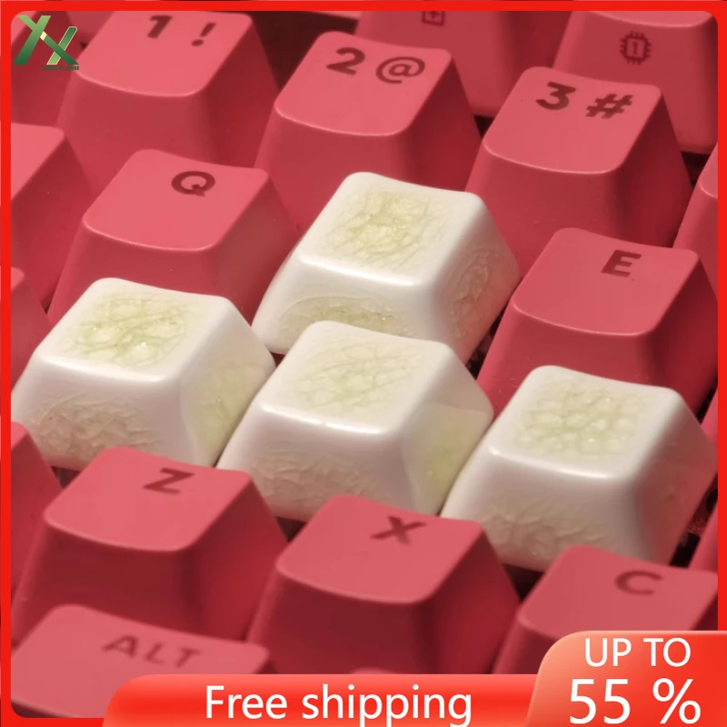

Ceramic Crack Keycaps Custom Natural Translucency Artisan Cherry Profile Keycap for Mx Switch Wooting Mechanical Keyboard Kit